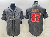 Men's Kansas City Chiefs #87 Travis Kelce Gray With Patch Cool Base Stitched Baseball Jersey,baseball caps,new era cap wholesale,wholesale hats